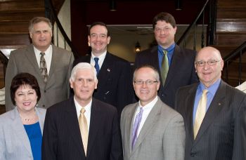 The 2009-2010 officers of CAN DO, Greater Hazleton’s economic development agency, are, from left, front: Lonnie Polli, secretary; Kevin O’Donnell, president; John J. Spevak, chairman of the board; and William Genetti, vice chairman of facilities management. Back: Robert Judd, treasurer; Llewellyn F. Dryfoos III, vice chairman of internal operations; and David McCarthy, vice chairman of sales and marketing.